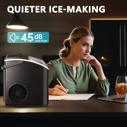 EUHOMY Pearl H1 Portable Nugget Ice Maker Countertop With Handle– 34Lbs/24H, 6-Min Fast Ice, Ice Full & Add Water Alerts