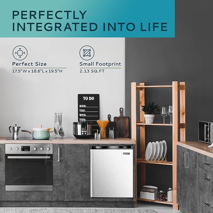 EUHOMY 1.7 Cu.Ft Mini Fridge with Compact Freezer Temperature Control
