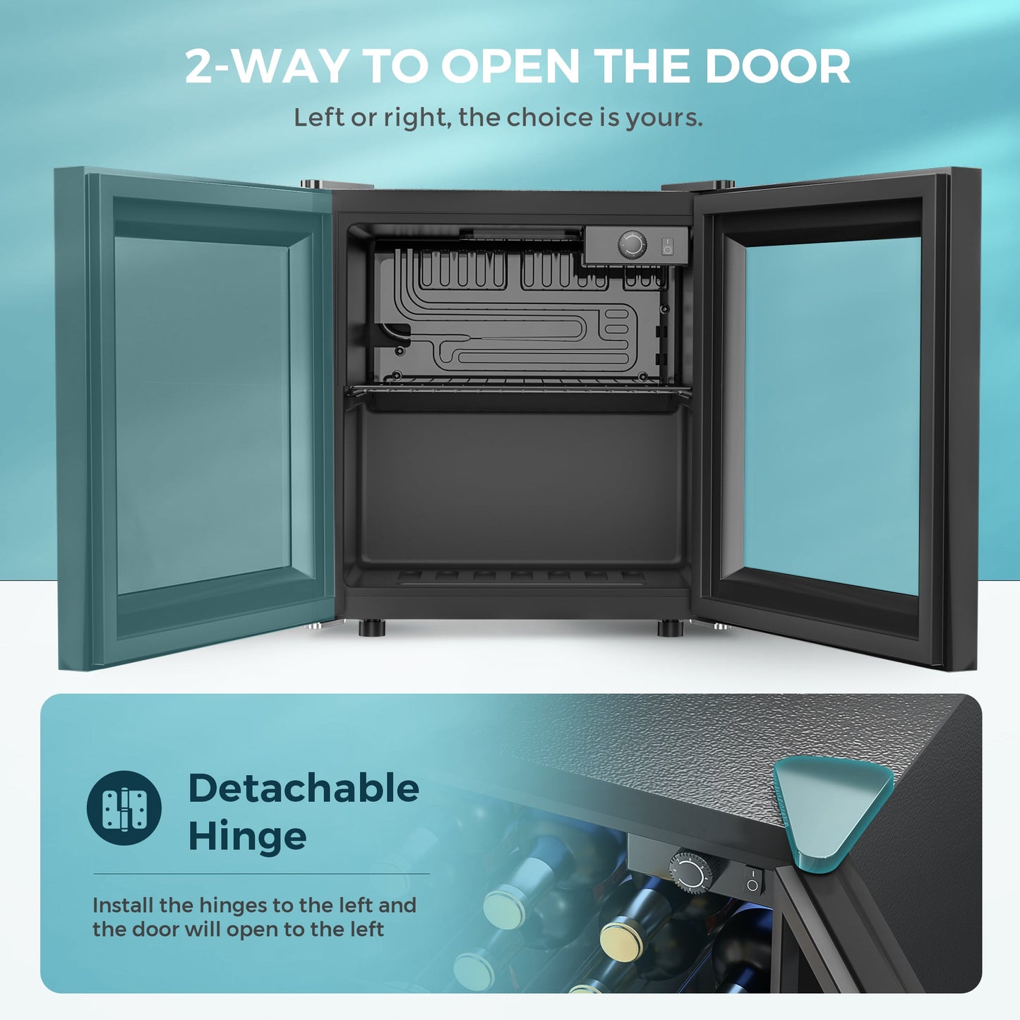 EUHOMY 55 Can Beverage Refrigerator Cooler-Mini Fridge Glass Door (1.3cu.ft) Wine Cooler