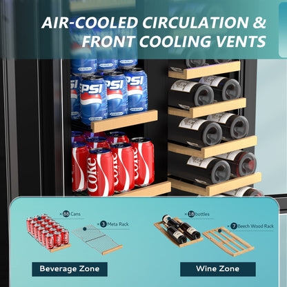 EUHOMY Beverage Refrigerator Under Counter Beer Fridge Large Capacity Wine Cooler