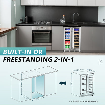 EUHOMY Beverage Refrigerator Under Counter Beer Fridge Large Capacity Wine Cooler