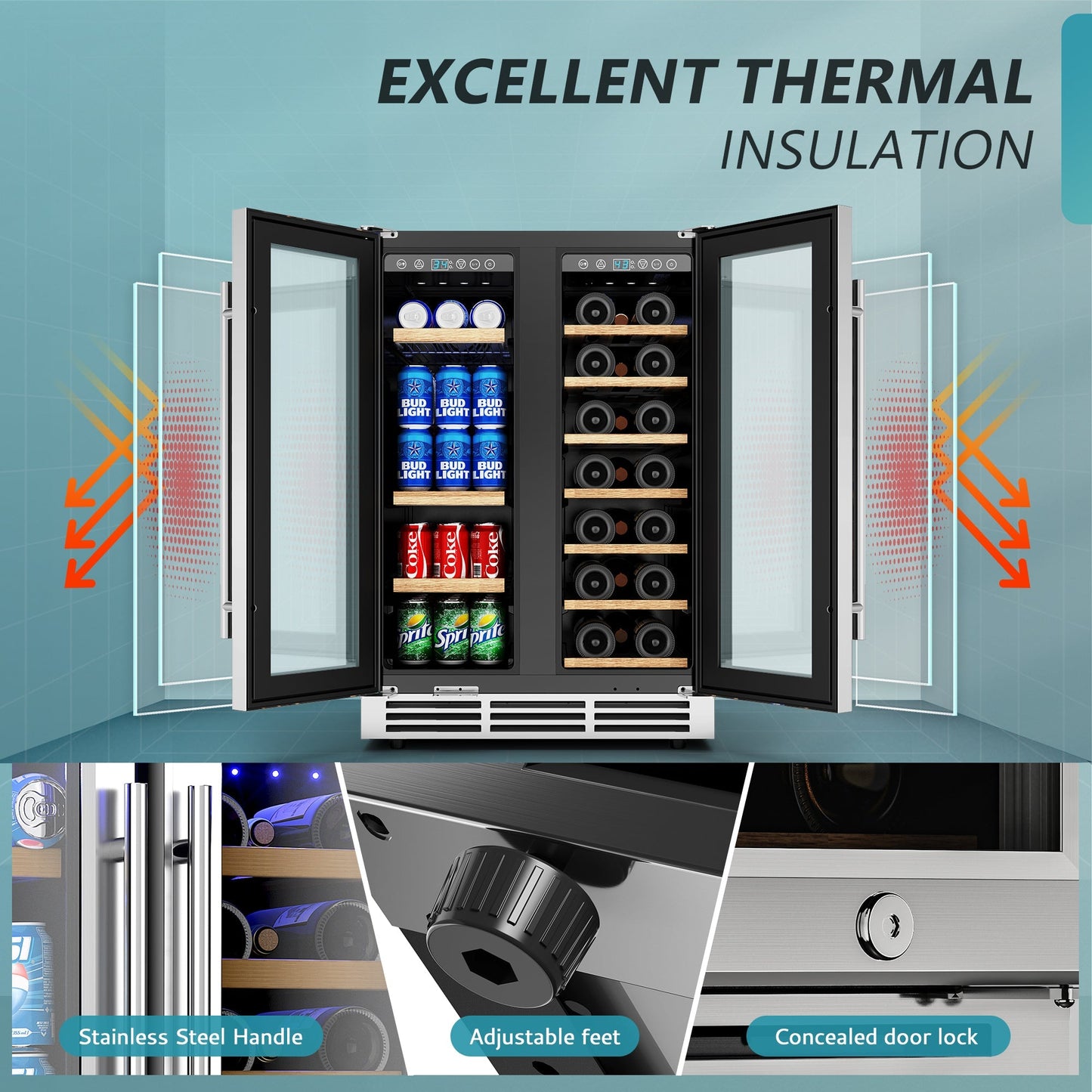 EUHOMY Beverage Refrigerator Under Counter Beer Fridge Large Capacity Wine Cooler