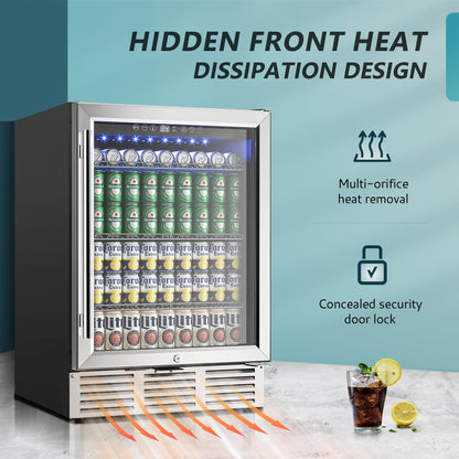 EUHOMY Beverage Refrigerator Under Counter Beer Fridge Large Capacity Wine Cooler