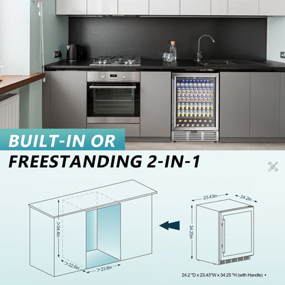 EUHOMY Beverage Refrigerator Under Counter Beer Fridge Large Capacity Wine Cooler