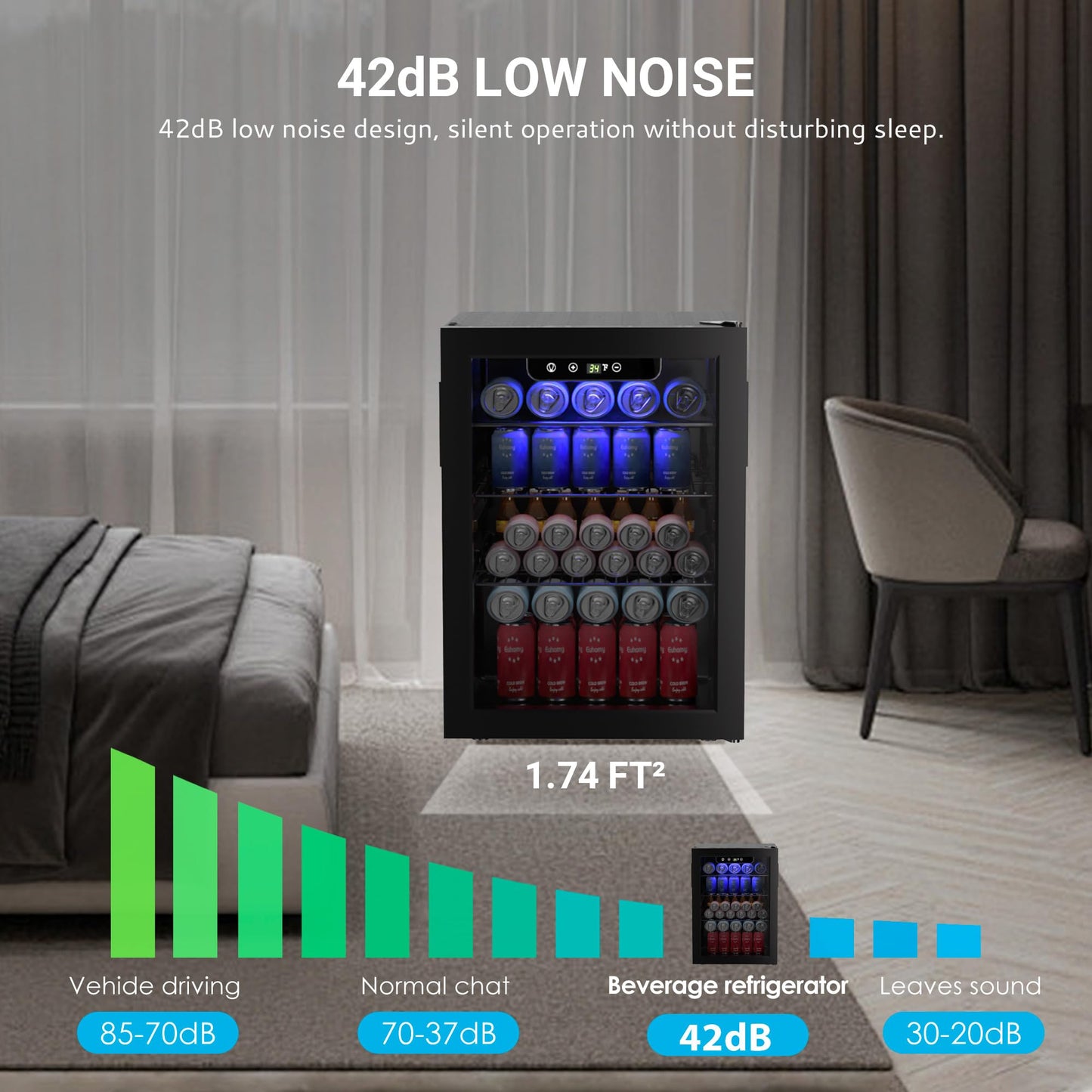 EUHOMY 100 Can Mini Fridge Glass Door Beverage Refrigerator Cooler