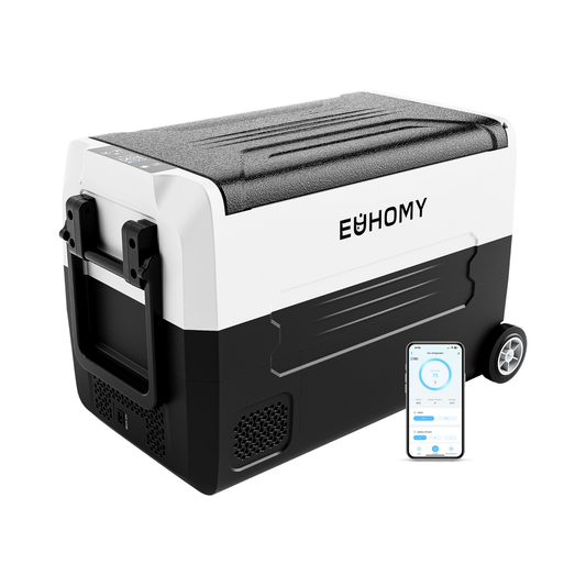 Euhomy 12 Volt Car Refrigerator Dual Zone, 37 Quart, Frost Free, App Control, Portable & Wheeled