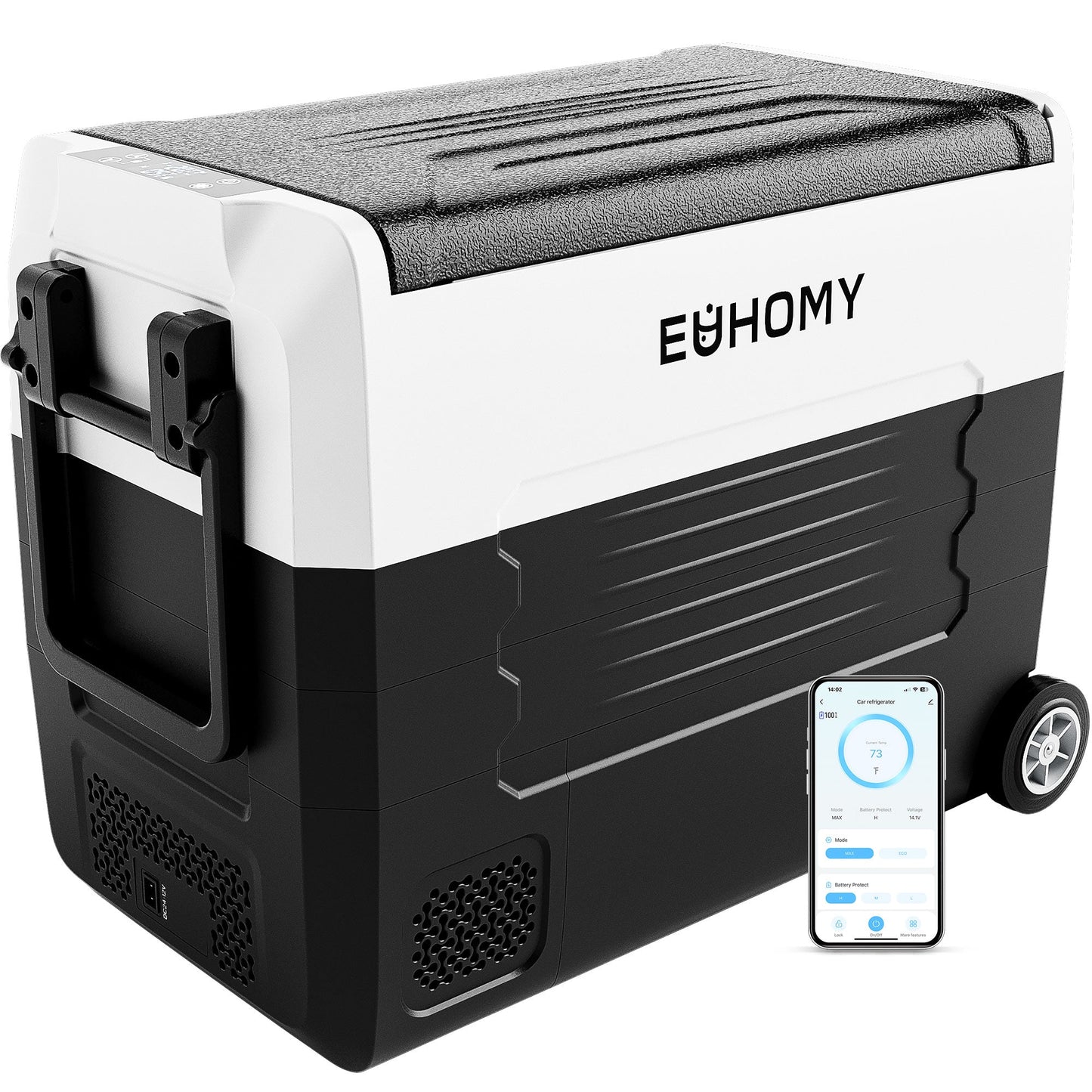Euhomy 12 Volt Car Refrigerator Dual Zone, 37 Quart, Frost Free, App Control, Portable & Wheeled