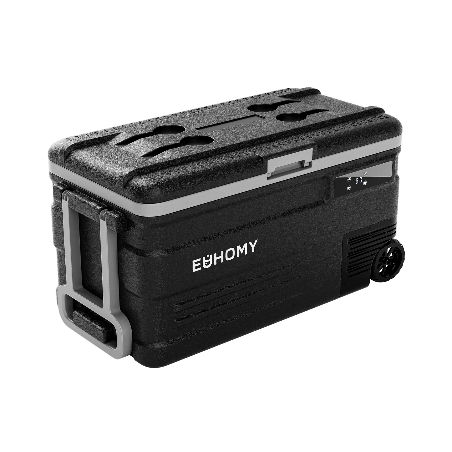 Euhomy 12 Volt Car Refrigerator, 44L, Frost Free, Portable Wheeled Cooler with LCD Panel