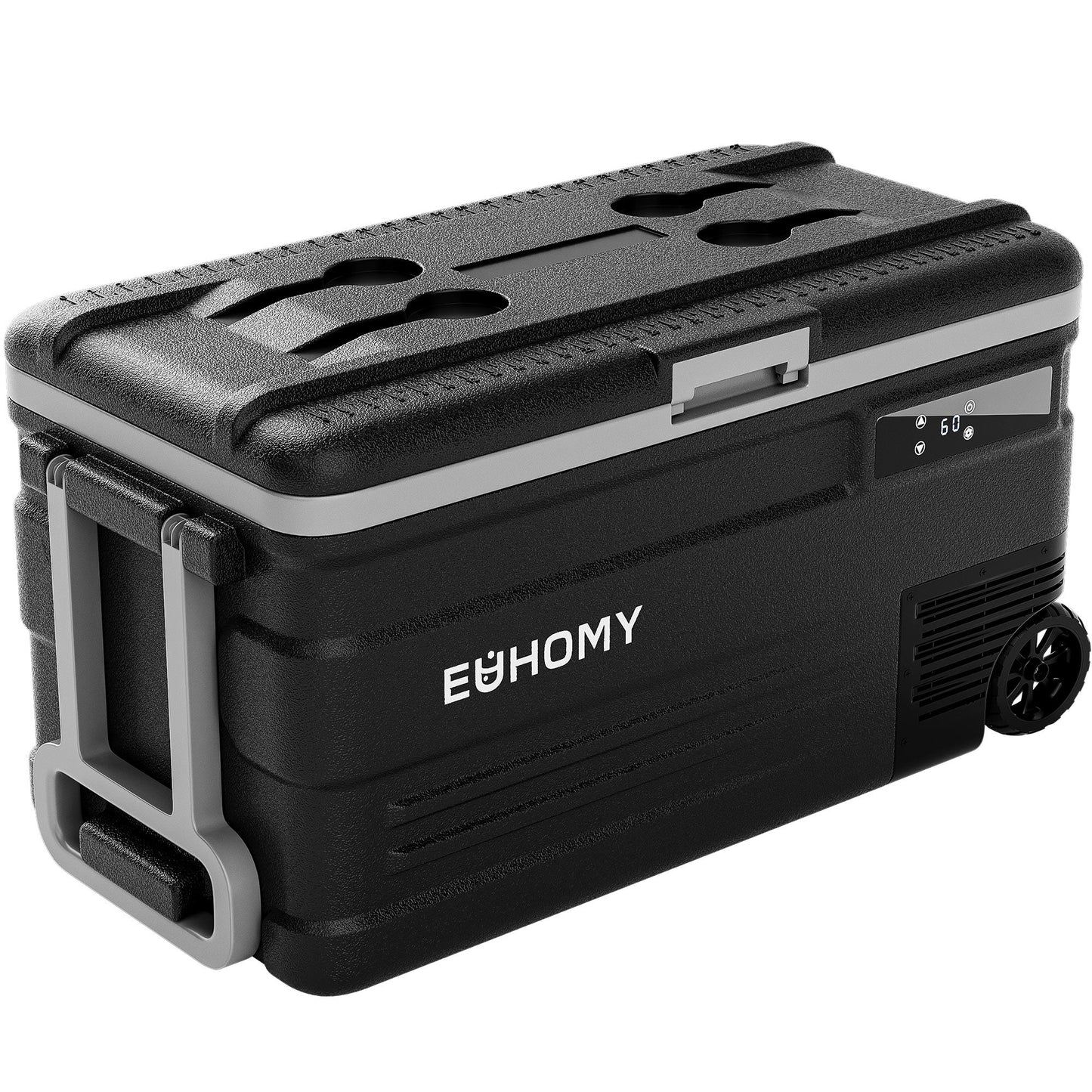 Euhomy 12 Volt Car Refrigerator, 44L, Frost Free, Portable Wheeled Cooler with LCD Panel