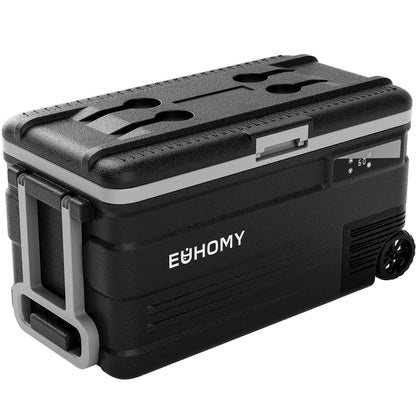 Euhomy 12 Volt Car Refrigerator, 44L, Frost Free, Portable Wheeled Cooler with LCD Panel