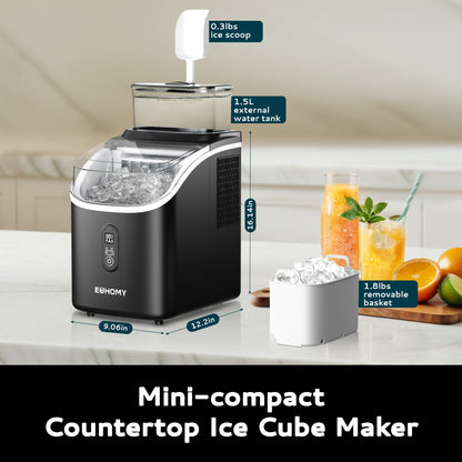 EUHOMY Tile SE Portable Cube  Ice Maker Countertop - 1.5L Extra Large Water Tank, Adjustable Ice Thickness , Scheduled On/Off Timer, Auto-Cleaning