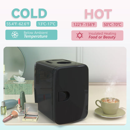 EUHOMY Mini Beauty Fridge, 4L, 110V – Skincare, Makeup & Drink Storage, Available in Black, White & Pink