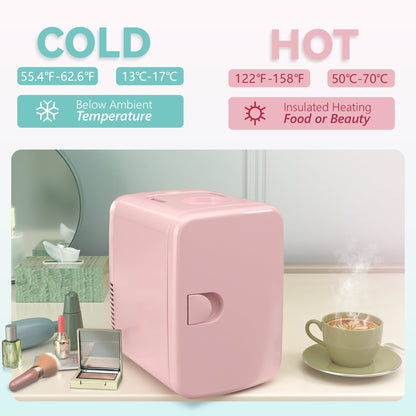 EUHOMY Mini Beauty Fridge, 4L, 110V – Skincare, Makeup & Drink Storage, Available in Black, White & Pink