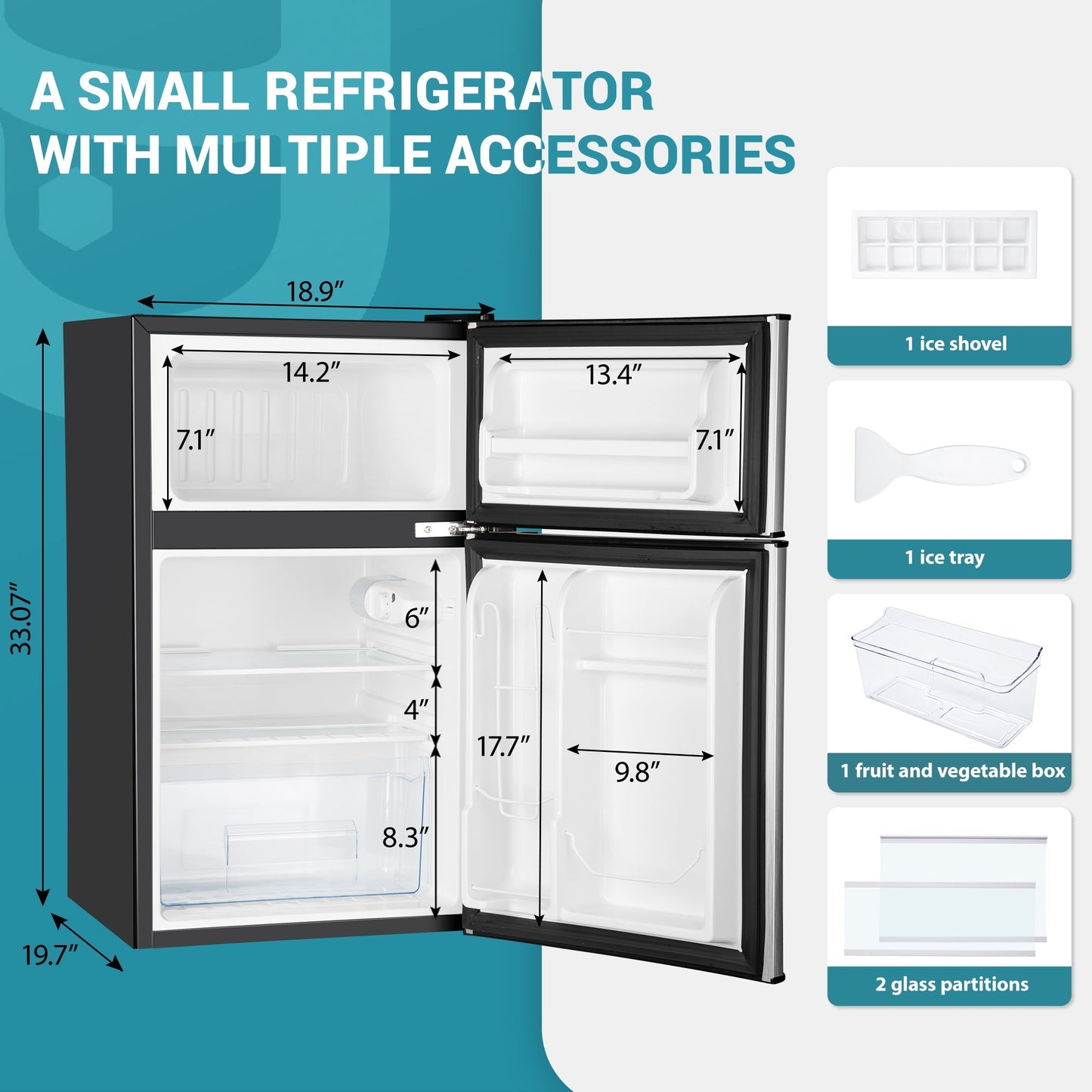 EUHOMY 3.2 Cu.Ft Built in & Free Standing Mini Fridge