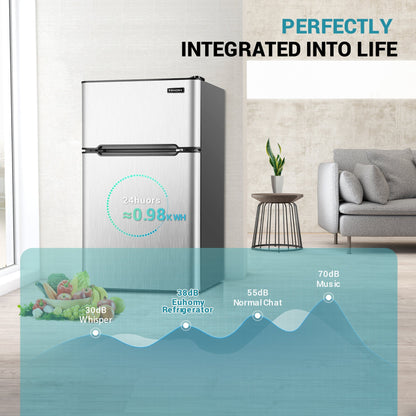 EUHOMY 3.2 Cu.Ft Built in & Free Standing Mini Fridge