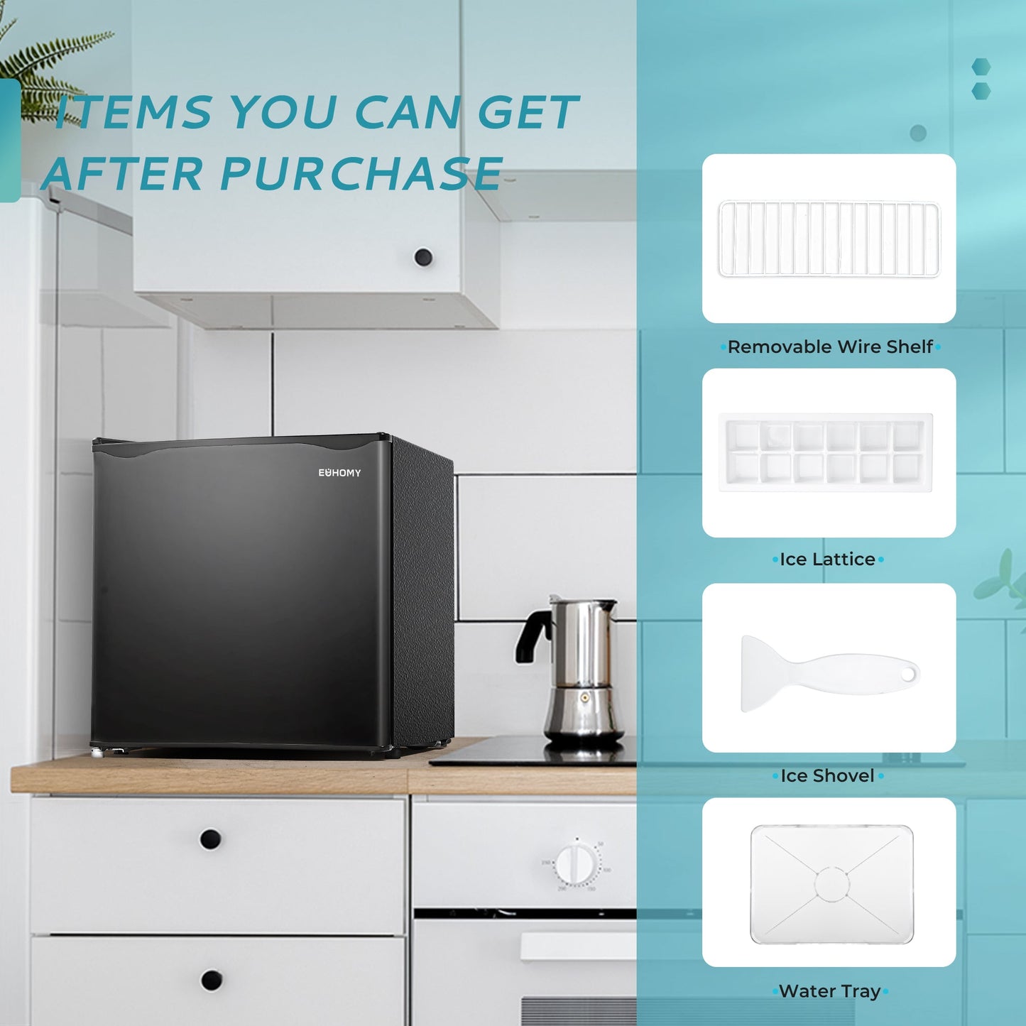 EUHOMY 1.7 Cu.Ft Mini Fridge with Compact Freezer Temperature Control