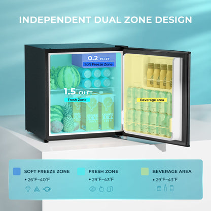 EUHOMY 1.7 Cu.Ft Mini Fridge with Compact Freezer Temperature Control