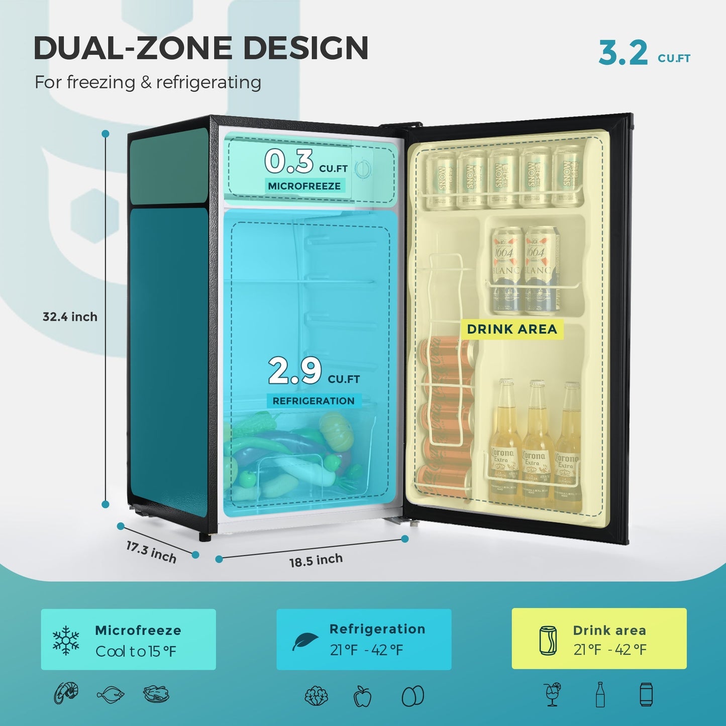 EUHOMY Mini Fridge with Freezer, Single Door Compact Refrigerator