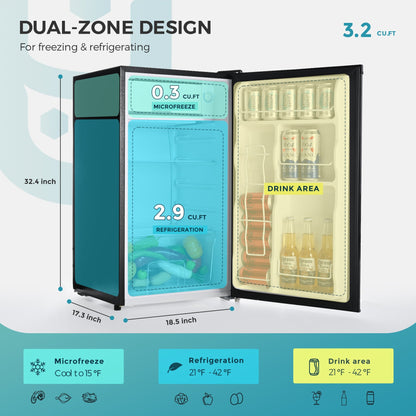 EUHOMY Mini Fridge with Freezer, Single Door Compact Refrigerator