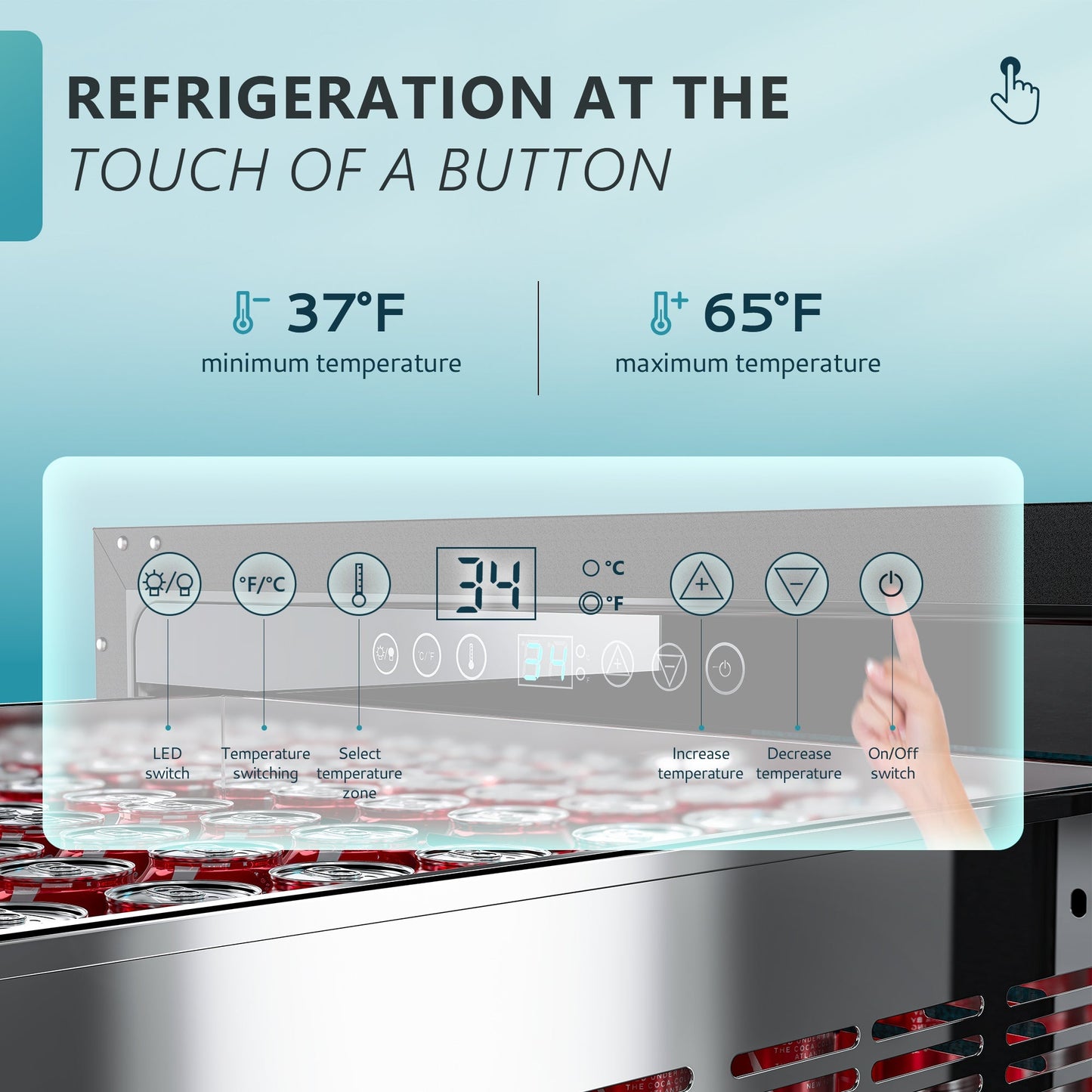 EUHOMY Beverage Refrigerator Under Counter Beer Fridge Large Capacity Wine Cooler