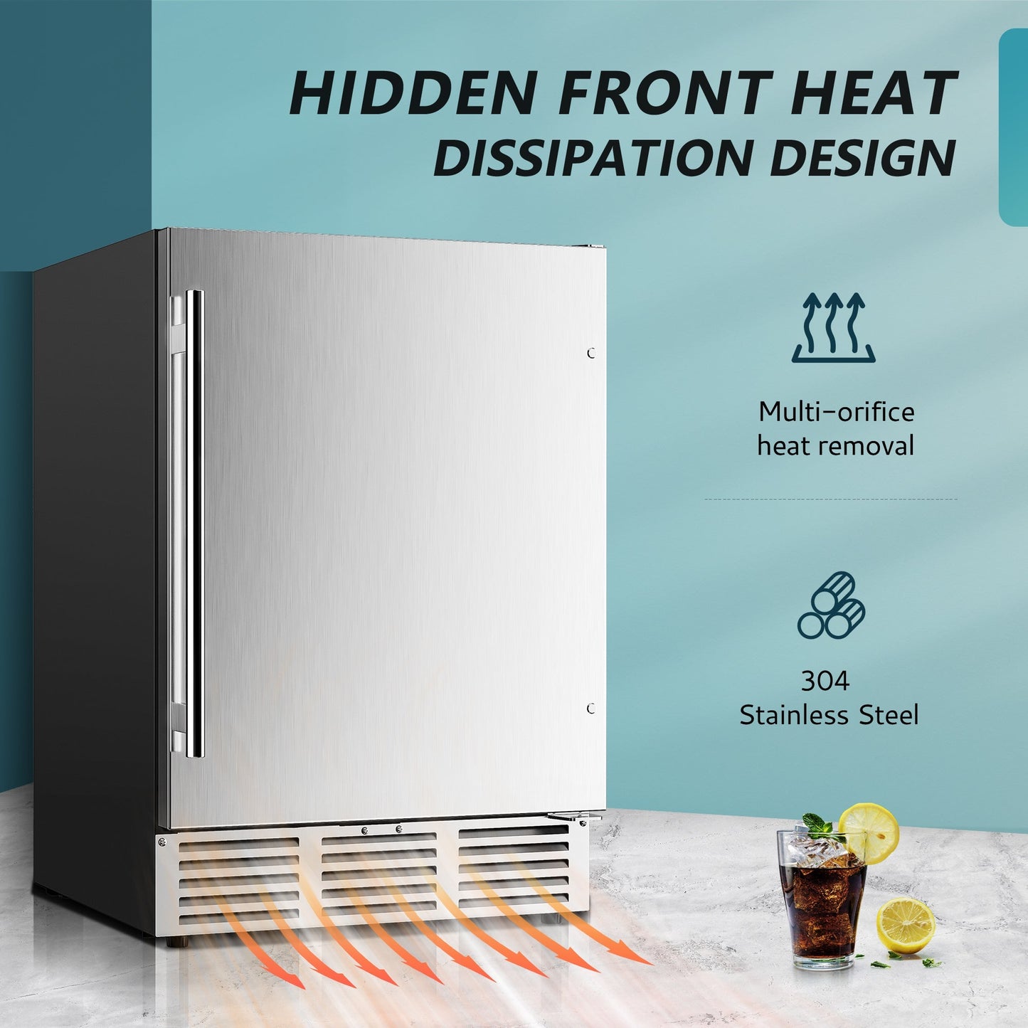 EUHOMY Beverage Refrigerator Large capacity 24 Inch, Stainless Steel Door Wine Cooler
