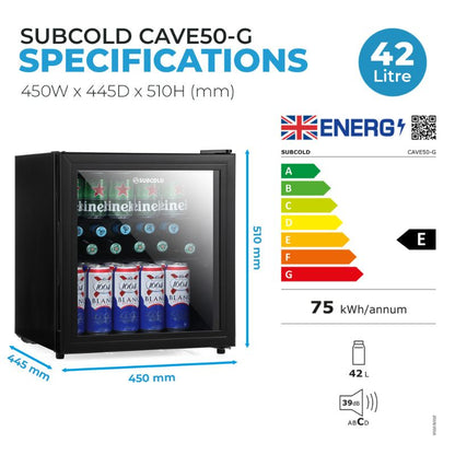 Subcold Cave 50 Glass Door Beer Fridge