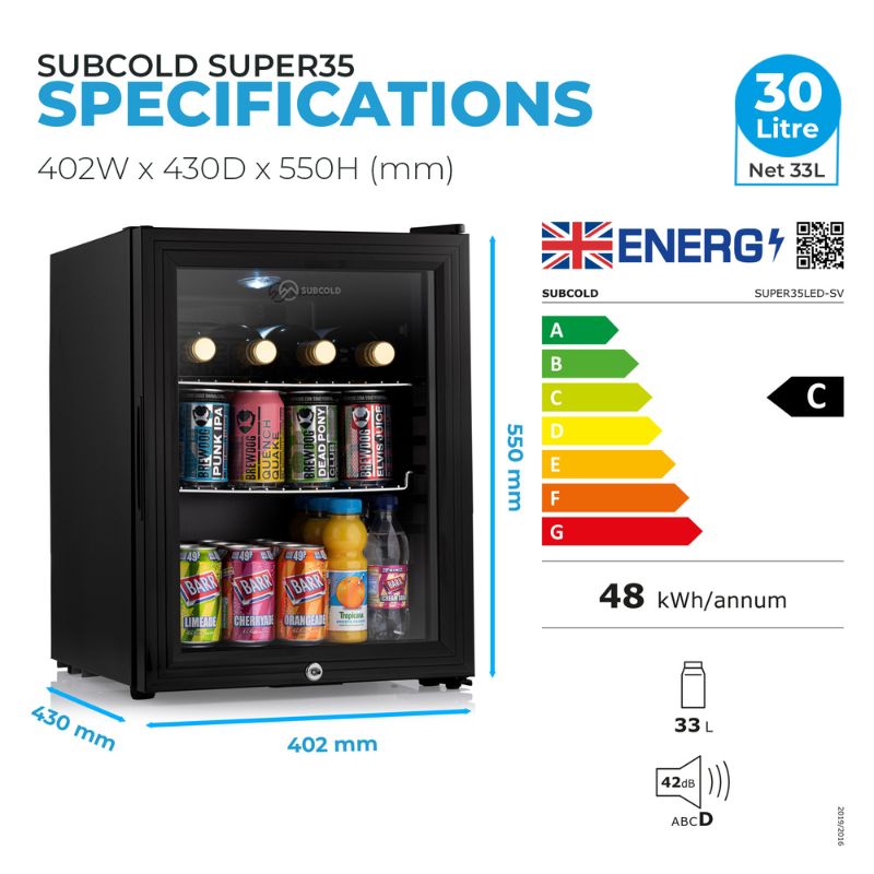 Subcold Super 35 Black Countertop Beer Fridge