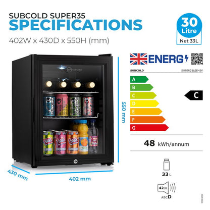 Subcold Super 35 Silver Countertop Beer Fridge
