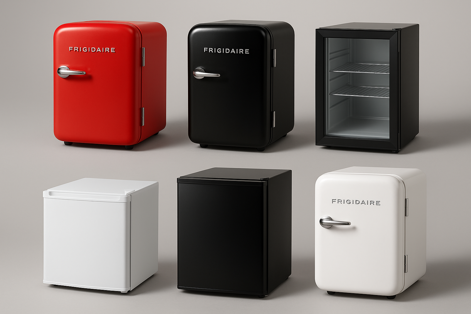 mini fridges on a grey background